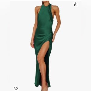 Elegant Green Halter Dress